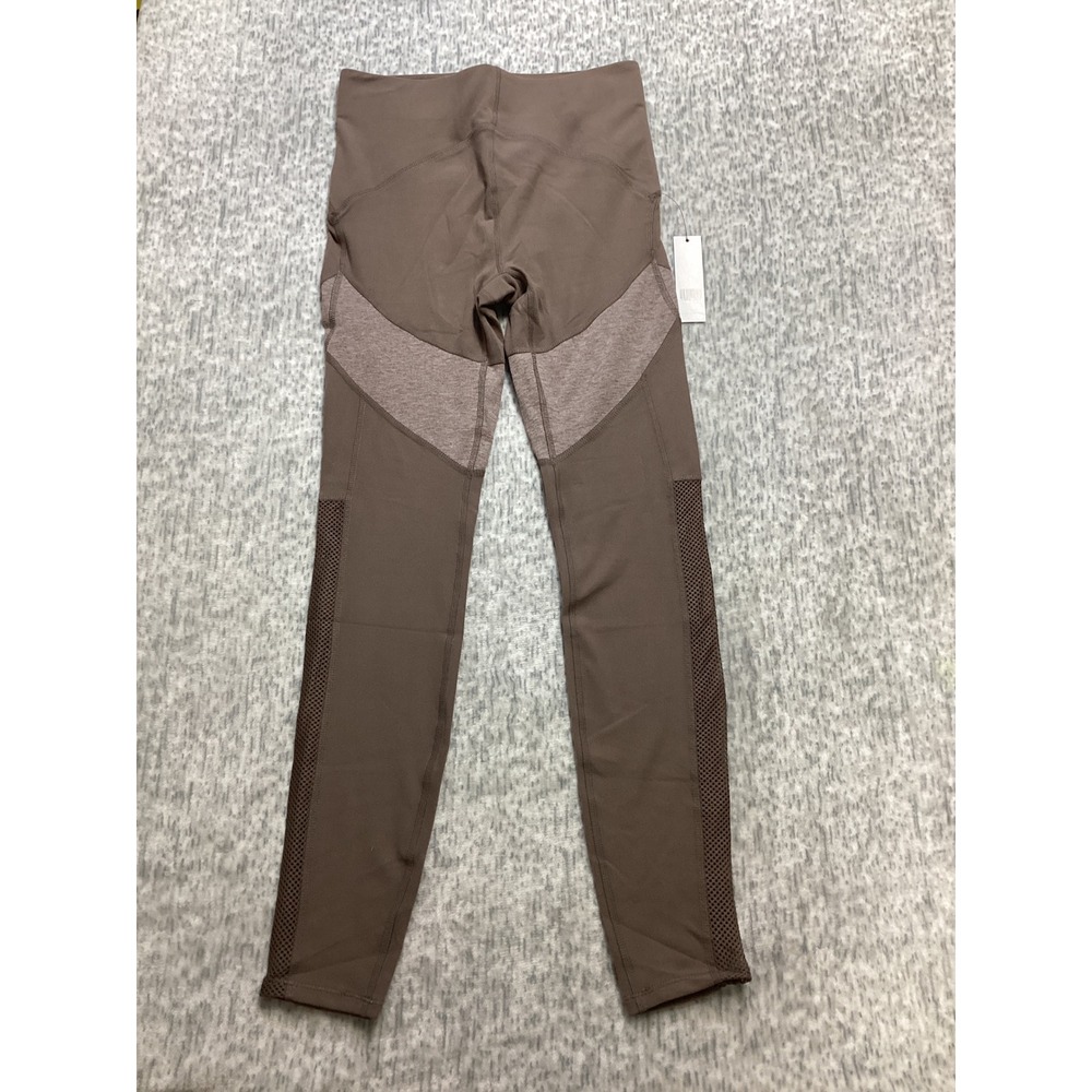 Tahari Sport Womens High Rise Mesh Panel Leggings Taupe Brown Size S NWT